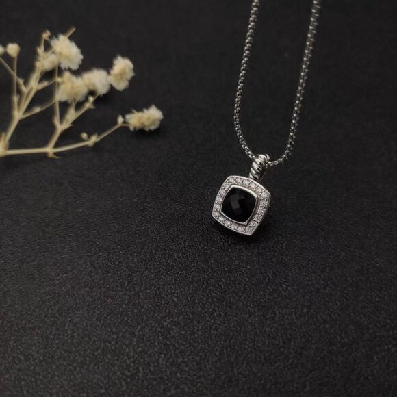 David Yurman 7mm Square Diamond Necklace Black Diamond - Picture 6 of 6